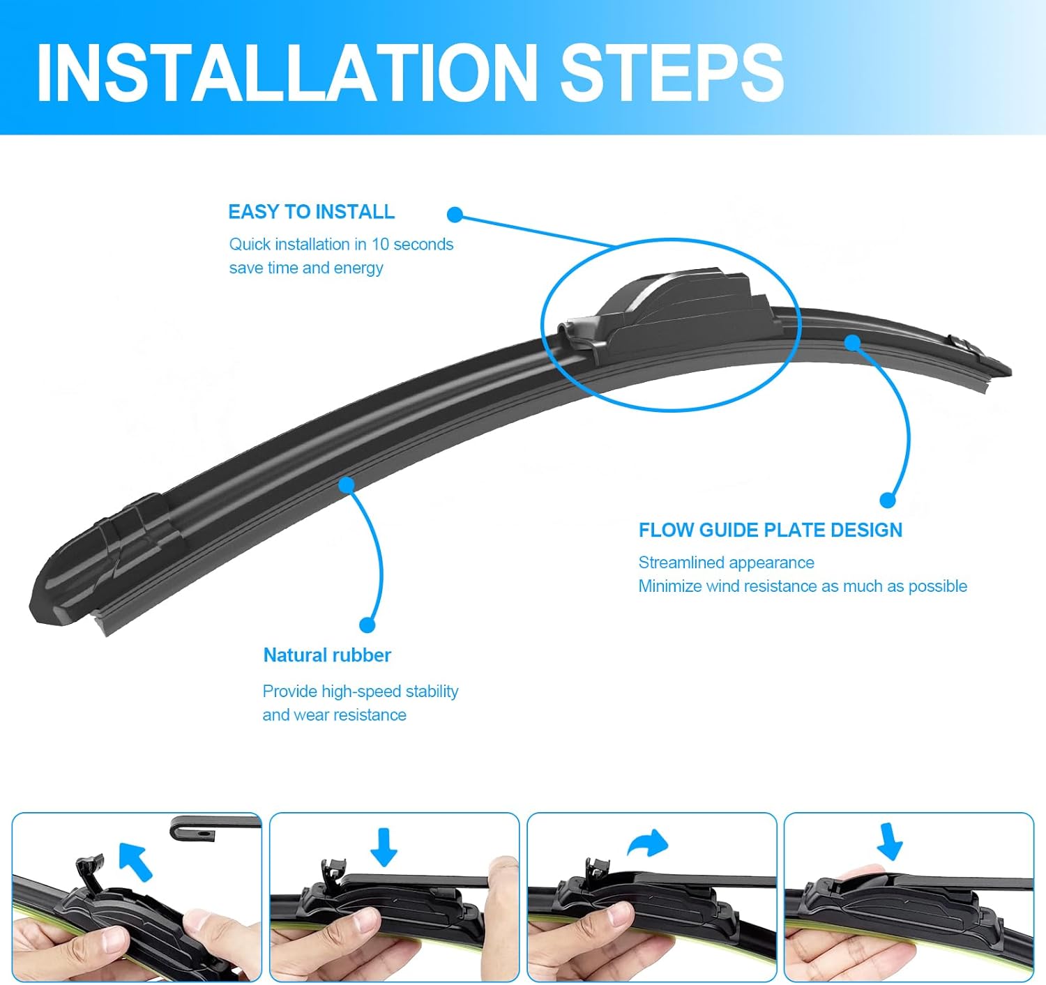 CJPPPZIW® Windshield Wipers-26 24 16 Replacement for 2019 2020 2021 2022 2023 Honda Passport OEM Quality Premium All-Season Front Rear Wiper Blades (Pack of 3)